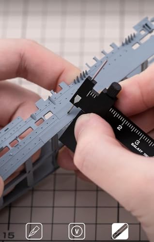 Equidistant Parallel Scriber Isometric Parallel Scribe Carving Ruler Model Cutting Scribed Line T-Shaped Ruler for Figure Kit Miniature Scale Model Hobby Craft Tool Accessories (Black) - color: Black