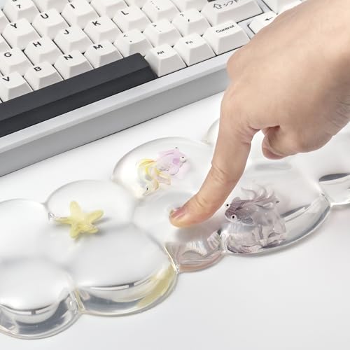 Gel Keyboard and Mouse Wrist Rest Set – Cute Clear Cloud Wrist Rest for Computer Keyboard 60%/68%/75%, Comfort & Support for Typing and Gaming