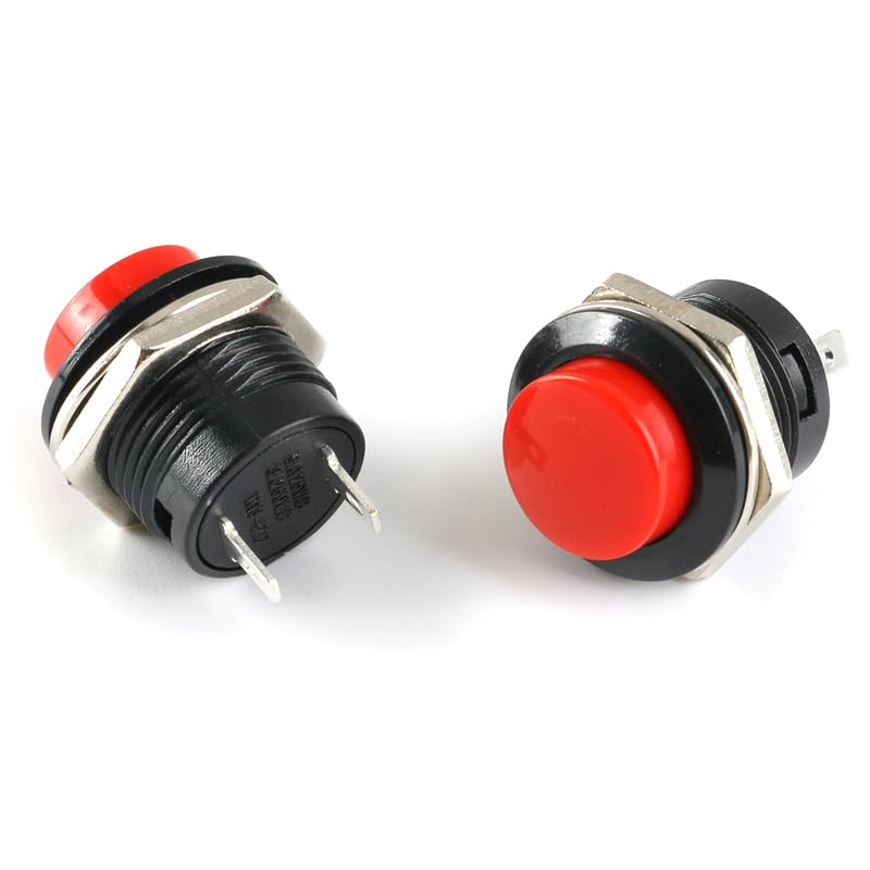 28Pcs 16MM Push Button Momentary Push Buttons 7Colors Red Green Yellow White Black Blue Blackish Green 4Pcs for Each Non Lock Self Reset Arcade Switch Button Self-Resetting Mini Round Switch