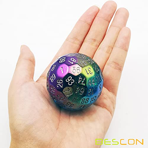 Bescon Dazzling Blue 100 Sided Dice, Game Dice D100, Polyhedral Solid 100 Sides Dice 45MM in Diameter (1.8inch) - color: Dazzling Blue D100