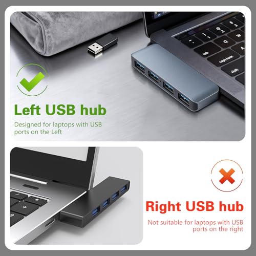 Left USB Hub, Cable-Free USB Splitter,Portable USB Hub for Laptop | One-hand Operation & Device Protection,Plug and Play,cordless integrated design,5Gbps High Speed Transfer - style: Left USB 3.0 Hub