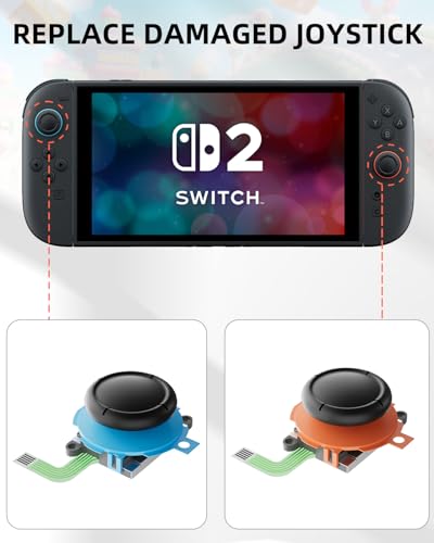 Joystick Replacement for Joycon(68 in one), Repair Tool Kit for Switch2 Joycon, Includes 2 Analog Sticks, Drift Fix Tools Y/+ Screwdriver, Tweezers, Pry Tools, 14 Thumbstick Grips, Matching Screws - color: black-68 in one