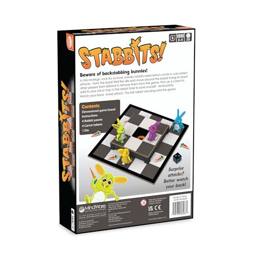 MindWare Stabbits: Strategic Bunny Battle Game – Beware of Backstabbing Rabbits with Lethal Carrots – Fun and Sneaky Board Game for 2-6 Players