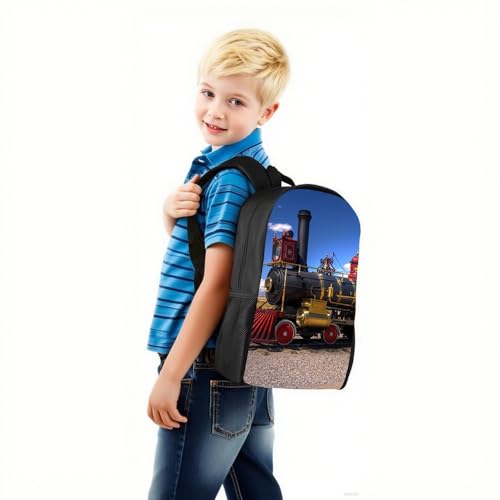 Train Backpack 17 Inch Bookbag Studuent School Bag for Kids Boys Girls Mens, Black - color: Black Train