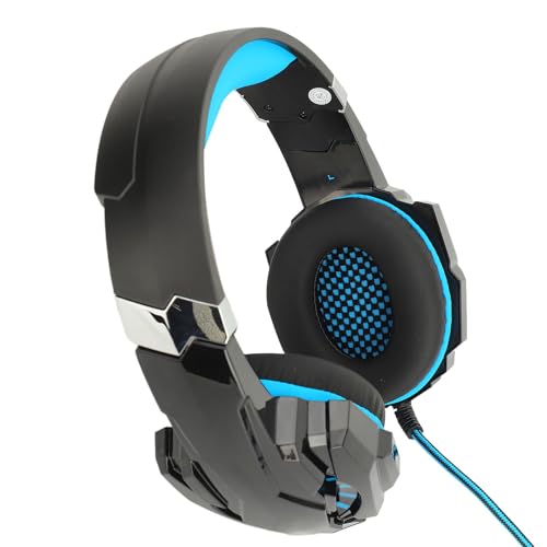 SUNGOOYUE Wired Gaming Headset, OverEar Noise Canceling Headphones with Microphone, Soft Earmuffs for PC, Mobile Phone, Computer, Comfortable Ergonomic Design, Impressive Noise Isolating Microphone,