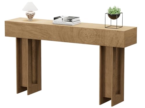 63 Inch Long Console Table, Narrow Rectangular Sofa Table Behind The Couch, Farmhouse Entryway Table for Entrance, Hallway, Living Room (Natural) - color: Natural, style: No Socket