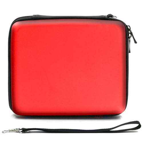 ADVcer 2DS Case, EVA Waterproof Hard Shield Protective Carrying Case with Hand Wrist Strap and Double Zipper Compatible with Nintendo 2DS (Reddish Orange) - color: Red