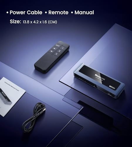 NEWCARE HDMI 2.1 Switch 3 in 1 Out 4K@120Hz, Aluminum 3 Ports HDMI Switcher Splitter with Remote, Supports 8K@60Hz 48Gbps HDR10+ 3D Dolby VRR HDCP 2.3 for TV PS5 Xbox Laptop Projector