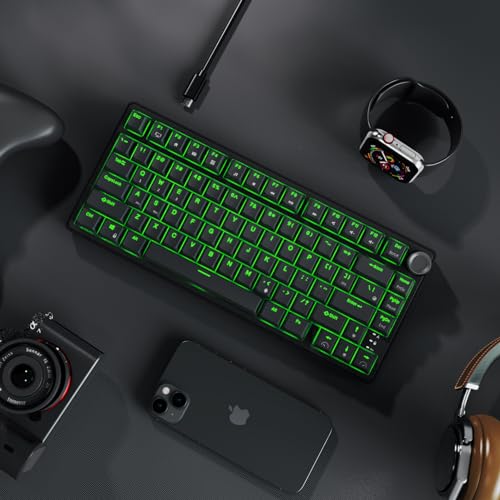 RK ROYAL KLUDGE R75 Wired Mechanical Gaming Keyboard, 75% Hot-Swap Mechanical Keyboard Volume Knob, Soft Pre-lubed Tactile Brown Switch - color: pure black