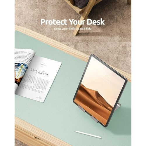 Desk Pad, Leather Non-Slip Laptop Computer Desk Keyboard Mat, Table Protector Blotter Mat, Large Mouse Pad (24" x 12")-Light Green - color: Light Green