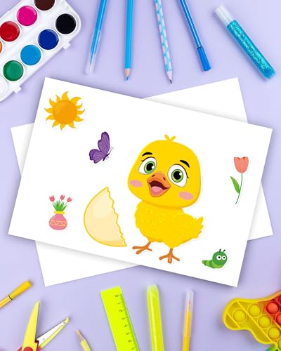 Aowplc Spring Make-a-Face Stickers for Kids 48 Sheets Mix 'n Match Cute Spring Crafts & Party Favors - style: Spring Garden