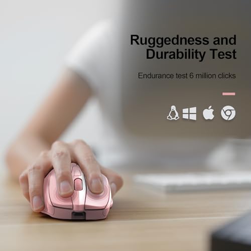 TECKNET Wireless Mouse Rechargeable, 2.4G Computer Mice with USB-A Receiver | 2.4G Connection, 800mAh Battery, 3X Faster Charging, Silent Click, 6-Level 4800 DPI, Ergonomic Design for All-day Comfort - color: Pink