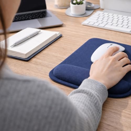 Ergonomic Meomory Foam Mouse Pad with Wrist Support, Orange, Ultra-Smooth Surface, Anti-Slip Base (Blue, Medium) - color: Blue