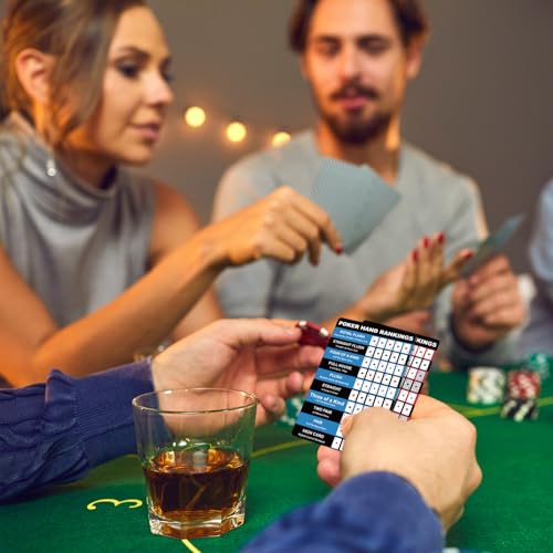 Booson 8Pcs Poker Hand Rankings Chart Rules Plastic Cheat Sheet Cards Reusable Hands Ranking Guide Card for Beginners Texas Hold Game Table Accessories - color: Red and Blue