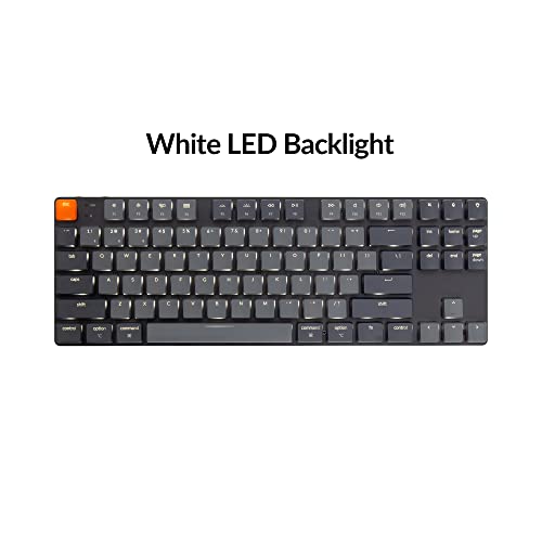 Keychron K1 SE, 87 Keys Ultra-Slim Wireless Bluetooth/USB Wired Mechanical Keyboard with White LED Backlit, Hot Swappable Low-Profile Gateron Mechanical Blue Switch Compatible with Mac Windows - color: Low-Profile Gateron Blue Switch