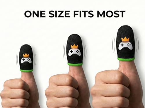 King of The Game - Improved Materials Gaming Finger Sleeves (6 Pack) for Touch Screens and Controllers. Skin-Protective, Ultra-Sensitive, Sweat-Resistant, Breathable and Stretchable. (Green) - color: Green