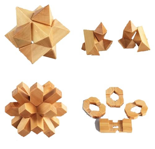 ULT-unite3D Wooden Cube Brain Teaser Puzzle