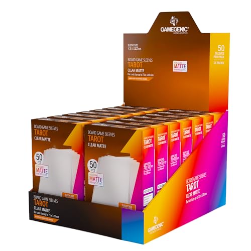 Gamegenic Board Game Sleeves: Tarot Size - Orange Color Code | Matte Clear, 100 Microns Anti-Glare Protection, Non-PVC and Acid-Free