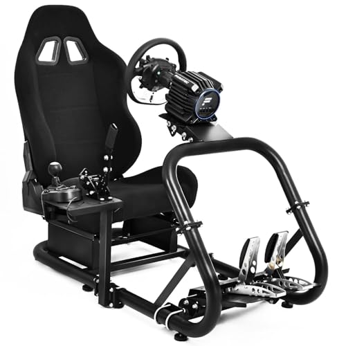 Dardoo Racing Simulator Cockpit Frame with Black Seat for 12Nm Direct Drive | for Logitech G27 G29 G920 G923, for Moza/Thrustmaster/Fanatec, Adjustable Racing Stand, not Included Wheel Pedal Handbrake