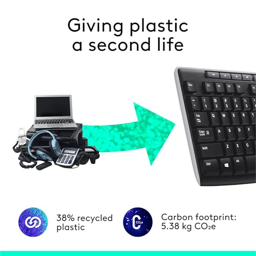 Logitech K270 Full Size Wireless Keyboard for Windows - Black | Full-size keyboard with number pad, 8 multimedia keys, includes USB-A receiver, 2-year battery, compatible with PC, laptop - color: Black, size: 1 Pack, style: Keyboard