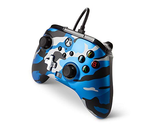 PowerA Enhanced Wired Controller for Xbox Series X|S - Metallic Blue Camo, gamepad, wired video game controller, gaming controller, Officially Licensed for Xbox - color: Metallic Blue Camo