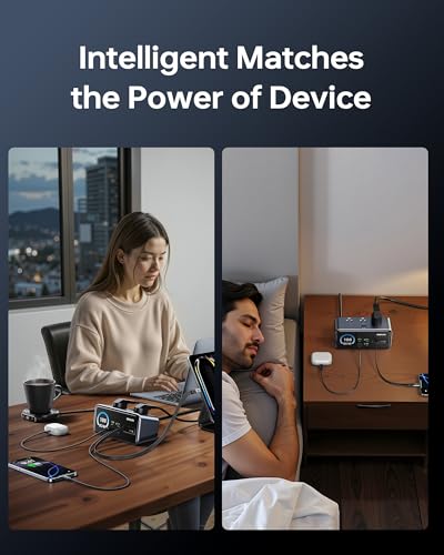 MOKiN 100W Max Charging Station with Retractable Cord, 8-in-1 Power Strip | 3 AC, 3 USB C, 3 USB A Charging Station for Multiple Devices, Desk Accessories GaN Charger for iPhone, iPad, MacBook, Galaxy
