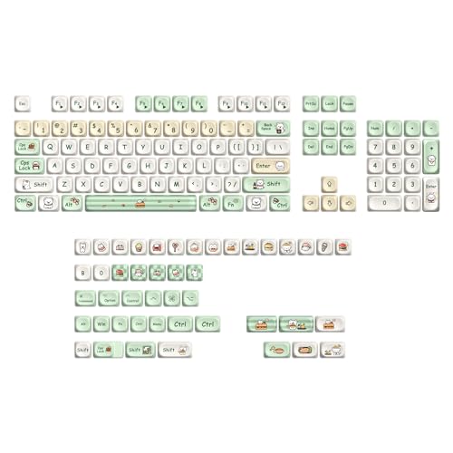 Keycap 60 Percent PBT for Mechanical Keyboard-139 Key, Dye-Sublimation Cute Keycaps MOA Profile Custom Keycaps for 61 68 87108 Mechanical Keyboard(Green) - color: Green Dog MOA