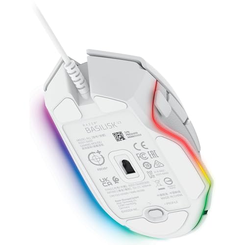Razer Basilisk V3 Customizable RGB Wired Ergonomic Gaming Mouse, White | Fastest Gaming Mouse Switch, Chroma RGB Lighting, 26K DPI Optical Sensor, 11 Programmable Buttons, HyperScroll Tilt Wheel - color: White