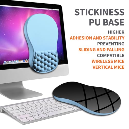 Ergonomic Joint Wrist Support Mouse Pad with Memory Foam Cushion Massage Bump, Carpal Tunnel Pain Relief Mousepad Slope Design for Wrist Rest, 11.8x7.9 in, LightSkyBlue - color: LightSkyBlue