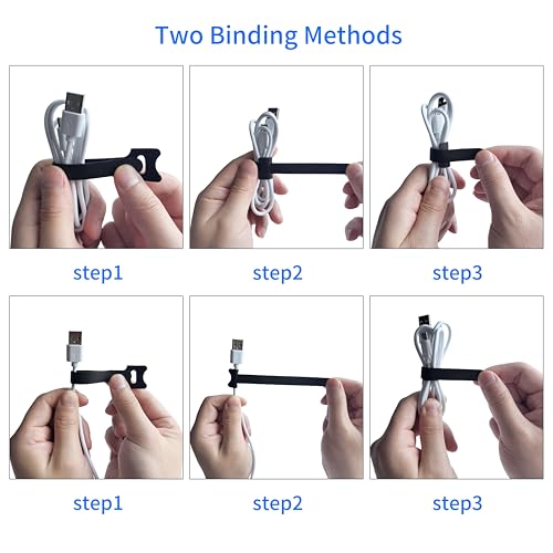 100 PCS 8 Inches Black Reusable Cable Ties, Adjustable Cord Straps, Cable Organizer, Cord Wrap and Hook Loop Cords Management - size: 8inches-100PCS