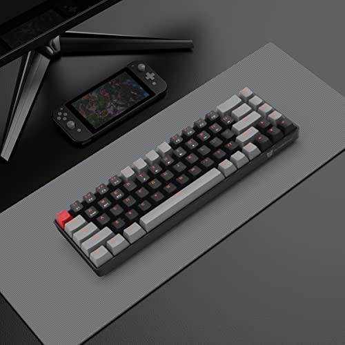Qisan Mechanical Wireless Gaming Keyboard | Dual Mode 2.4G/BT Gaming Keyboard Wireless 60% Layout US Red Switch 68 Keys | Portable Mechanical Keyboard for Mac & PC, Home Office & Gaming Use - color: Red Switch with Black & Grey Combo Color