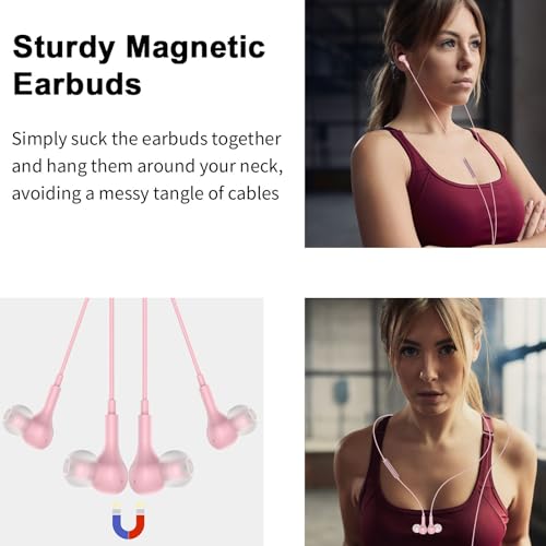 USB Earbuds with Microphone for PC Laptop,Wired USBA Headset with Mic in Ear Buds Noise Isolating Light Laptop Earphones Headphones for Dell HP Surface Computer Office Zoom Work Gaming School,Pink - color: Pink