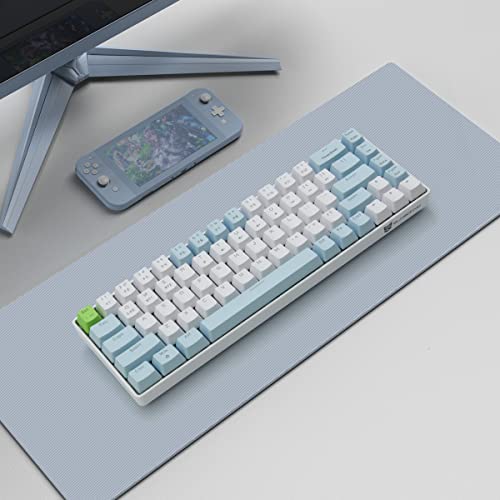 Qisan Mechanical Gaming Keyboard Dual Mode 2.4G/BT Wireless Keyboard with Red Switch Mini Design (60% Keyboard) 68 Keys Computer Keyboard US Layout | Gaming Pc | Wireless Gaming Keyboard - color: Red Switch with Blue & White Combo Color