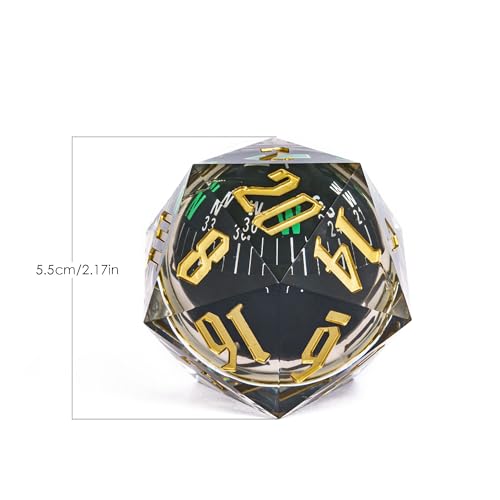 Cusdie Large D20 DND Dice 55mm with Sharp Edges, D&D 20 Sided Dice, Handmade Giant D20 for RPG, Table Games(Glow Compass) - color: Glow Compass