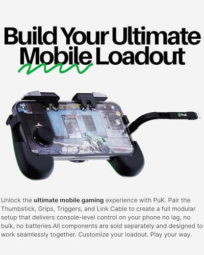 PUK One Mobile Gaming Bundle - Includes The Magnetic Phone Joystick, Mobile Gaming Triggers, and Phone Gaming Grip - Ultimate Mobile Gaming Controller Kit for iOS and Android
