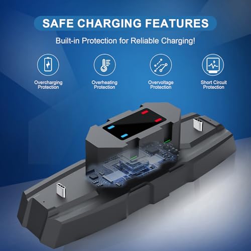 Switch Controller Charger Station for Nintendo Switch & OLED, Pro Charging Dock for JoyCon/Pro/ PS5 Controller/Xbox, 6 in 1 Charging Stand Accessories for Nintendo Gamepad, Black