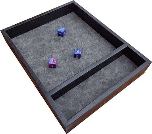 Oak Wood Dice Tray with Storage Area Wooden Rolling Box Tabletop Boardgame Accessories (Ebony/Smoke) - color: Smoke