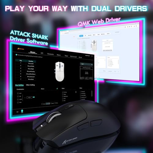 ATTACK SHARK X1 Ultralight Tri Mode Wireless 40000 DPI Gaming Mouse-Black | Magnetic RGB Charging Dock,PixArt PAW3395 Pro Sensor,BT/2.4Ghz/Wired,1K Polling,Optical Micro Switch,Driver for PC Mac Gamer - color: Black