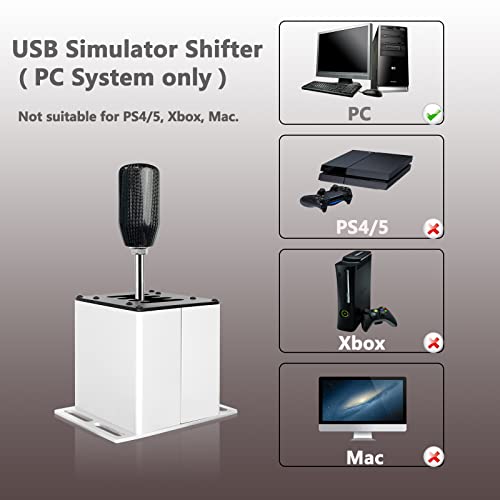 USB Simulator Shifter , for Logitech G29 /G27 /G25 /G920 Thrustmaster, T300RS/GT Steering Wheel , Compatible ATS ETS Dust WRC Sim Racing Games H Shifter with Carbon Fiber Grip 7+R (PC System only)