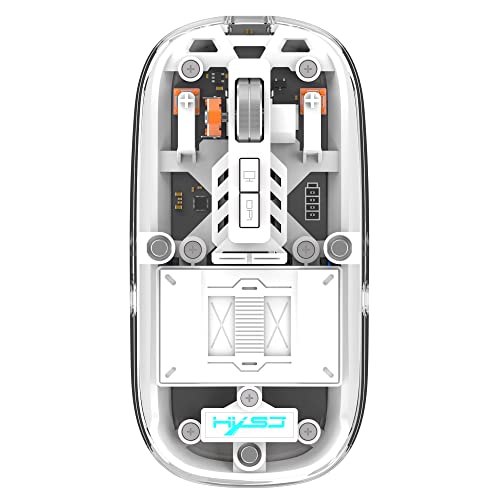 A.JAZZ Wireless Bluetooth5.1&2.4G Mini Lightweight Mouse,Transparent Clear Cool,Rechargeable Silent Computer Mice,Nano USB C Receiver,LED Battery Magic Silm for Office/PC/Mac/Laptop/Apple/ipad(White) - color: White
