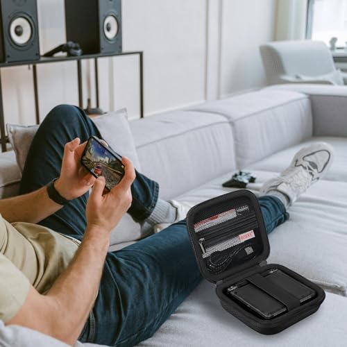 BOVKE Carrying Case Compatible with Anbernic RG35XXSP / RG34XX SP Handheld Game Console, Clamshell Retro Games Consoles Flip Hand-held System Holder with Mesh Pocket for Cables and Accessories, Black - style: Black Case
