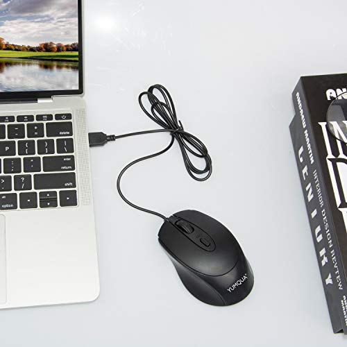 YUMQUA G222 Silent Computer Mouse - 2 Pack Wired Optical USB Mouse, 800/1200 DPI, Home & Office, Desktop & Laptop PC & Chromebook - size: 2Pack