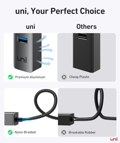 uni USB to Ethernet Adapter, USB 3.0 Hub with 100/1000 Mbps RJ45 Ethernet Driver Free, Sturdy Aluminum 4-in-1 USB-A to LAN Network Adapter Compatible with iMac, PC, Chromebook Laptops, and More