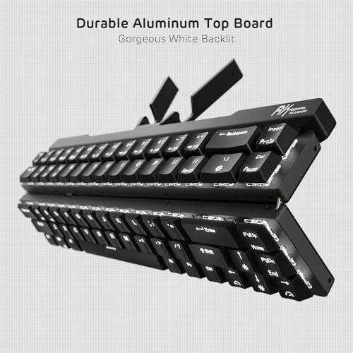 RK ROYAL KLUDGE F68 60% Foldable Low Profile Wireless Mechanical Keyboard | Extremely Portable Wireless Keyboard with Aluminum Body, Built-in Stand Holder, 68 Keys Foldable Compact Keyboard BT5.0 - color: Black