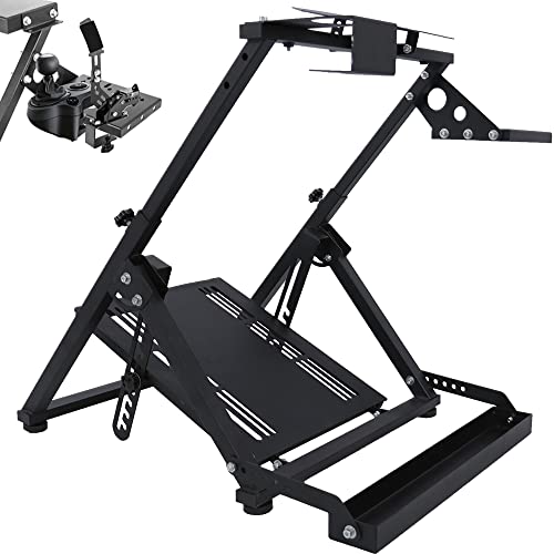 Marada Steering Wheel Stand with Seat Slot Cup Holder Fit for Logitech G923 | G27 G29 G920, for Thrustmaster T248 T300RS, for Moza R5 Adjustable Foldable Racing Stand, without Wheel Pedal Handbrake