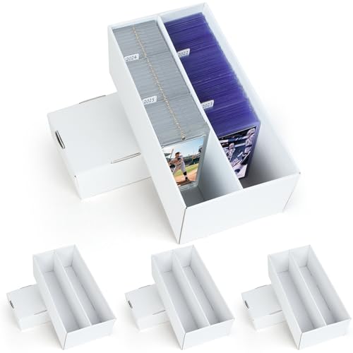 4 Pack Trading Card Storage Box - Holds 320 Top Loaders & 88 One Touch - Cardboard Case with Dividers for Sport Cards (2 Rows) - size: 2 Rows