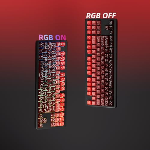133 Aesthetic Topographic PBT Keycaps, No Tearing, Never Fade & Non-Slip, Modern RGB Backlit Red-to-Black Gradient Keycaps for Mechanical Keyboard - Ergonomic (Doubleshot, Fit for All MX Layout) - color: Black Red Gradient