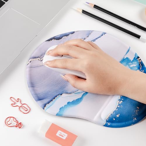 Mr. Pen- Ergonomic Mouse Pad with Wrist Rest, Glacial Blue Marble Design | Breathable Fabric with Memory Foam Cushion, Non-Slip Rubber Base, Gel Mouse Pad with Wrist Support - color: Glacial Blue Marble
