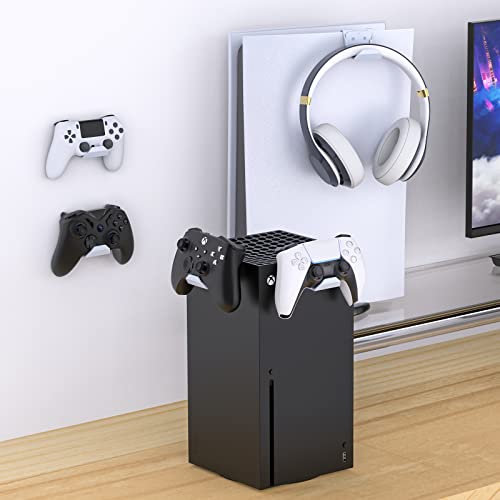 Wall Mount Holder for PS5 Pro/Slim and Switch Controllers - Strong Adhesive/Screw Headphone Stand, Headset Hanger Hook for Universal Controller and Headset - 6 Pack