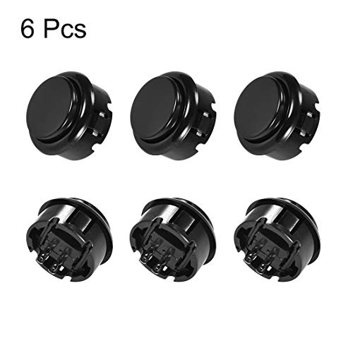 uxcell 30mm Mounting Hole Momentary Game Push Button Switch for Arcade Video Games Black 6pcs - color: Black